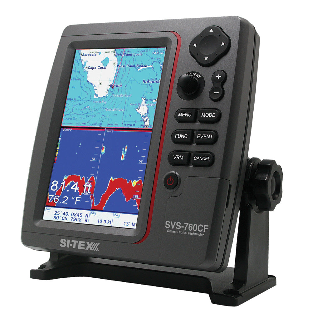 SI-TEX GPS Dual Frequency 600W Sonar System - 7 Color LCD w/Internal & External GPS Antenna & C-MAP 4D Card - SVS-760CF+