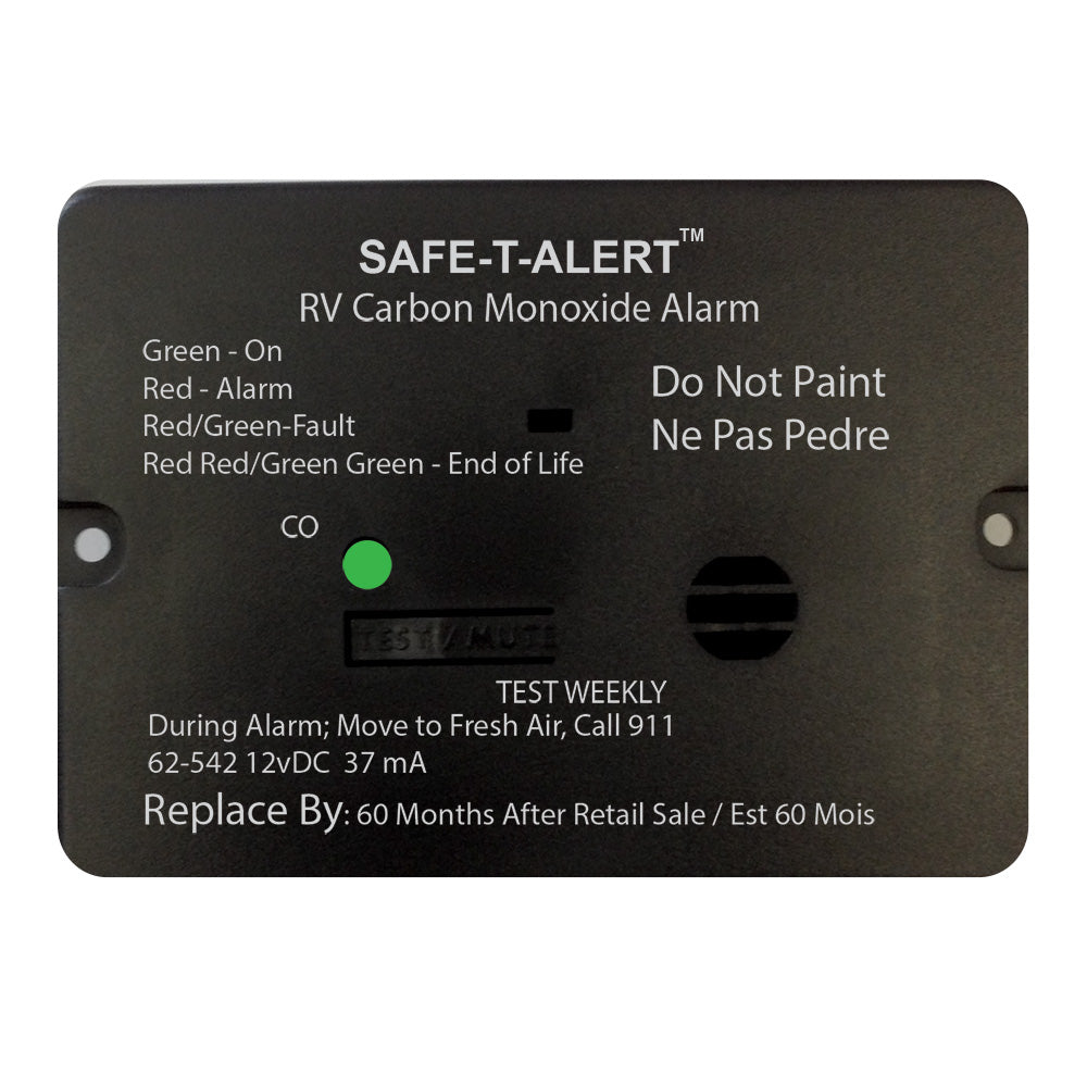 Safe-T-Alert 62 Series Carbon Monoxide Alarm - 12V - RV Flush Mount - Black - 62-542-BL