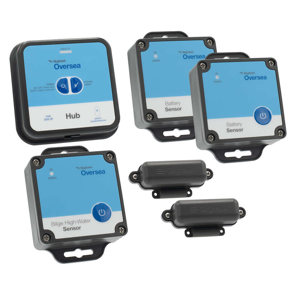 Skyhawk Oversea Fishing Bundle Hub - 1 Oversea Hub, 2 Battery Sensors, 2 Entry Sensors & 2 Bilge High-Water Sensors - OSKITFISHING1