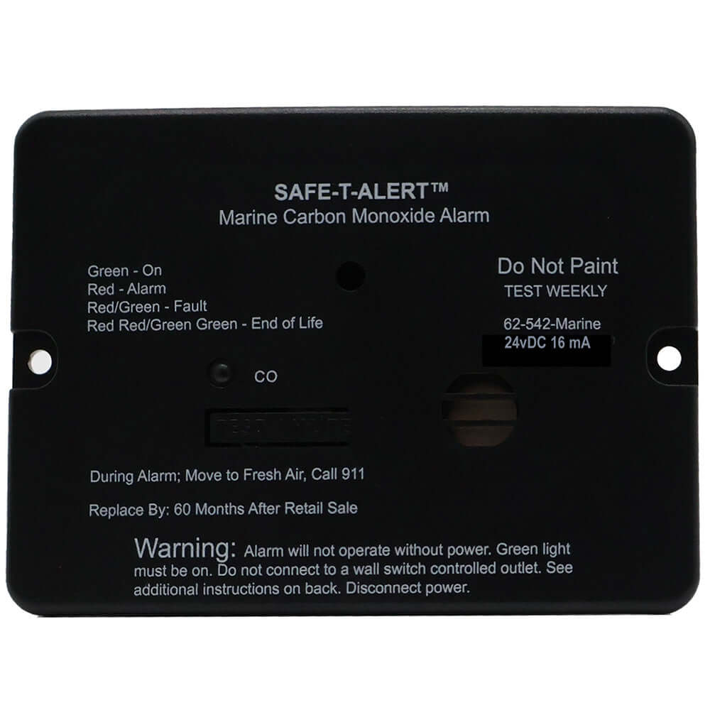 Safe-T-Alert 62 Series Marine Carbon Monoxide Alarm - 24V Flush Mount - Black - 62-542-BL-MARINE-24V