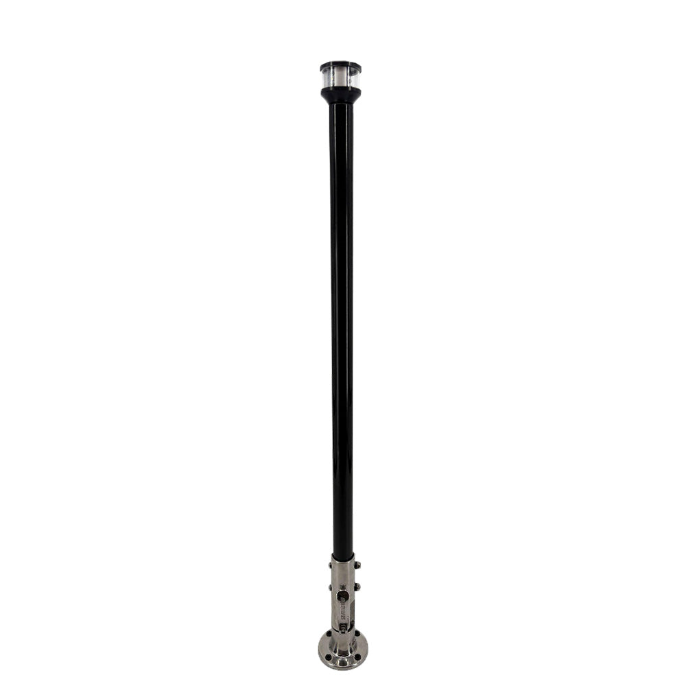 Seaview 24 Inch Manually Folding Marine Light Post with Stainless Steel Base and Navigation Light - Black