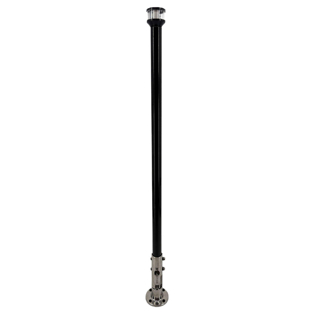Seaview 36-Inch Manually Folding Light Post with Stainless Steel Base and Navigation Light - Black
