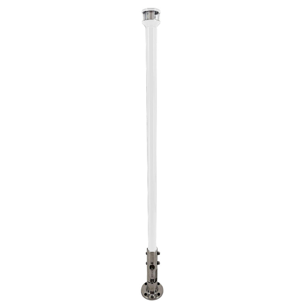 Seaview 36-Inch Manually Folding Marine Light Post with Stainless Steel Base and Navigation Light - White