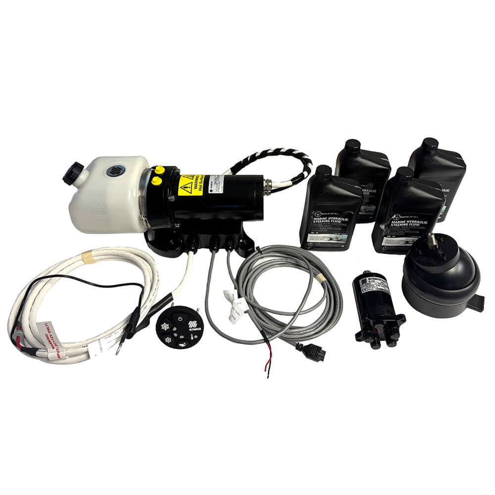 Uflex MasterDrive Steering System - Single Station Retrofit Kit - MasterDrive 40cc Tilt Mount Helm & UPMD Power Unit (No Cylinders Included) - MD40T