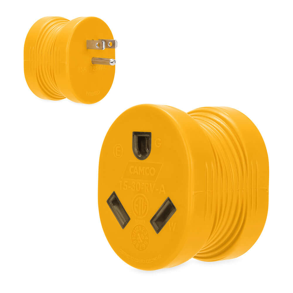 Camco Power Grip RV Adapter - 15Amp Male/30Amp Female - 55223