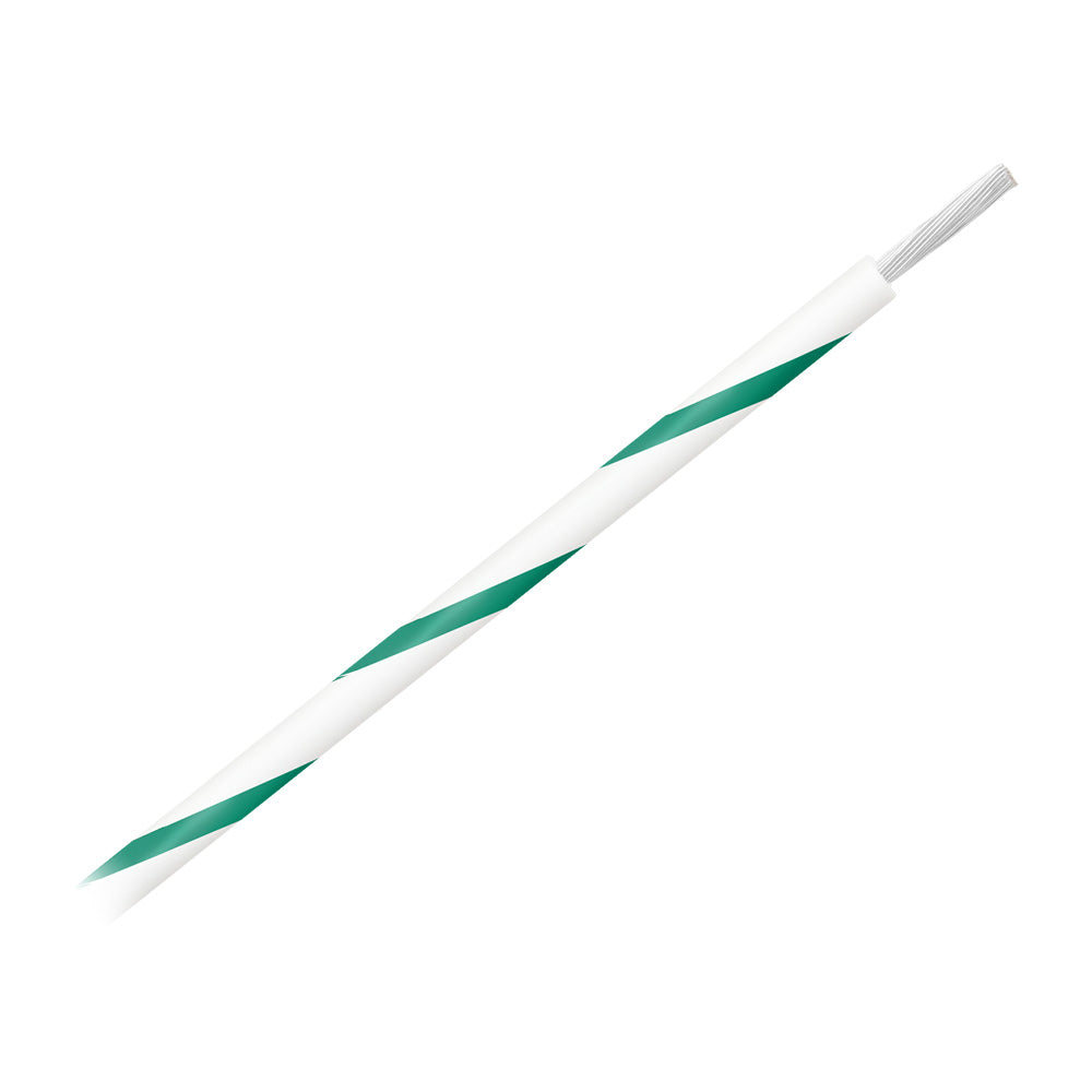 Pacer Group 14 AWG Striped Marine Wire 500 ft Spool - White with Green Stripe