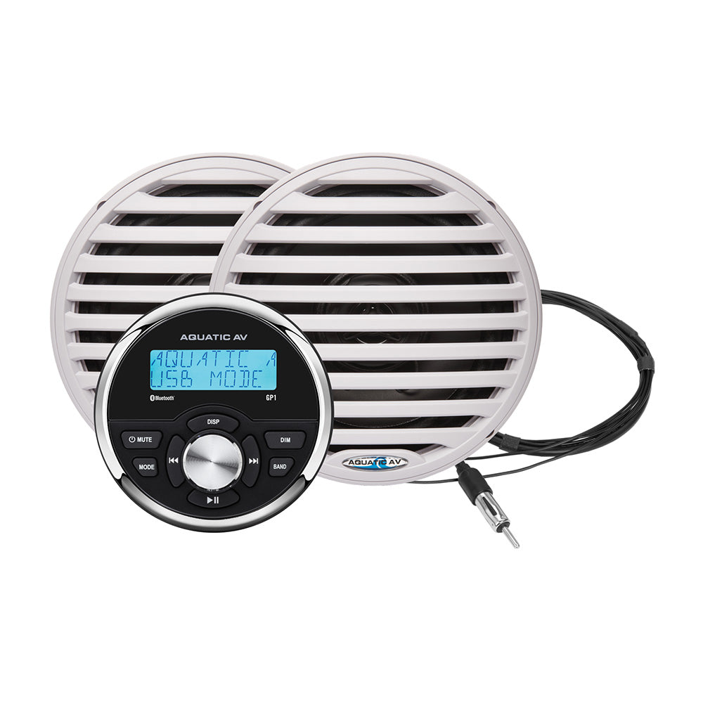 Aquatic AV GP1 Gauge Stereo with 6.5-Inch Waterproof Speakers * White (Pair) - GP100W