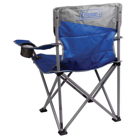 Coleman Big & Tall Camping Chair in Blue - Supports up to 600 lbs with Oversized Seat and Built-in Cooler