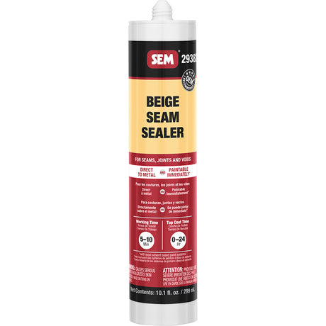 SEM 1K Seam Sealer - 10.1oz Tube - Beige for Automotive and Industrial Sealing