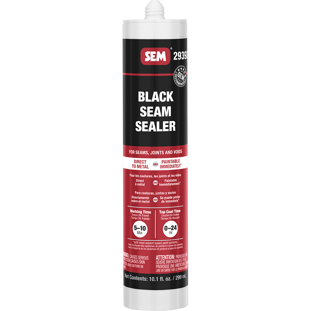 SEM 1K Seam Sealer - 10.1 oz Tube - Black for Automotive and Industrial Sealing
