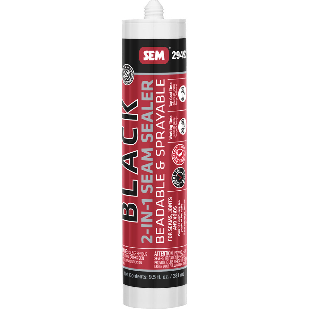 SEM 2-IN-1 Seam Sealer 9.5oz Tube - Black for Automotive and Industrial Sealing