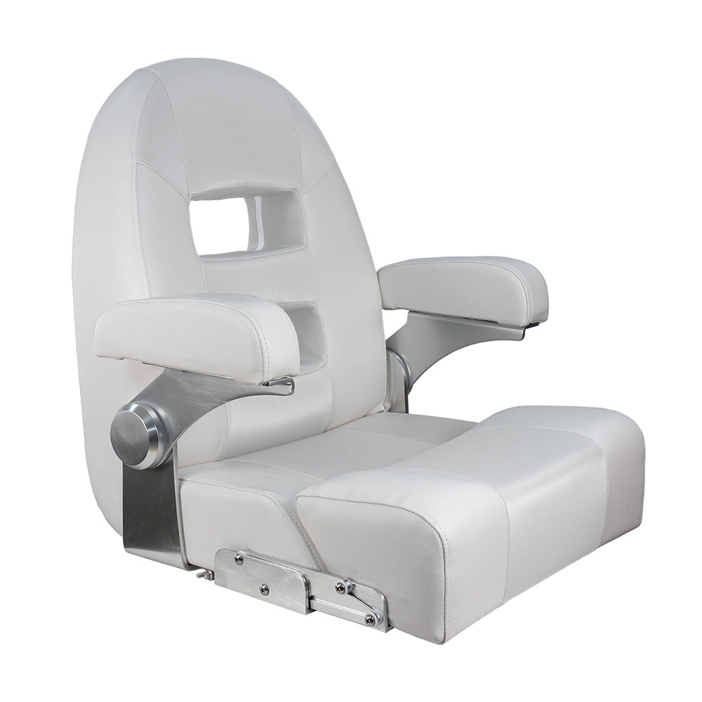 Springfield Marine Center Console Helm Flip-Up Seat with White Vinyl - Model 1042035-W
