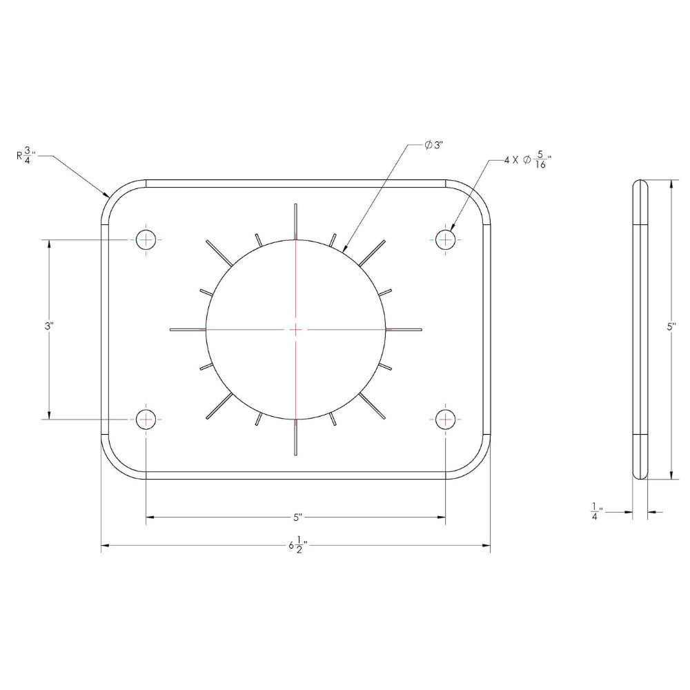 TACO Marine Grand Slam 300 Universal Backing Plate Pair for GS-300 & GS-390 Outrigger Mounts - BP-0300BSY-1
