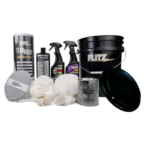 Flitz 5-Gallon Black Bucket Detailers Kit with Polishing and Cleaning Supplies - C-209BB