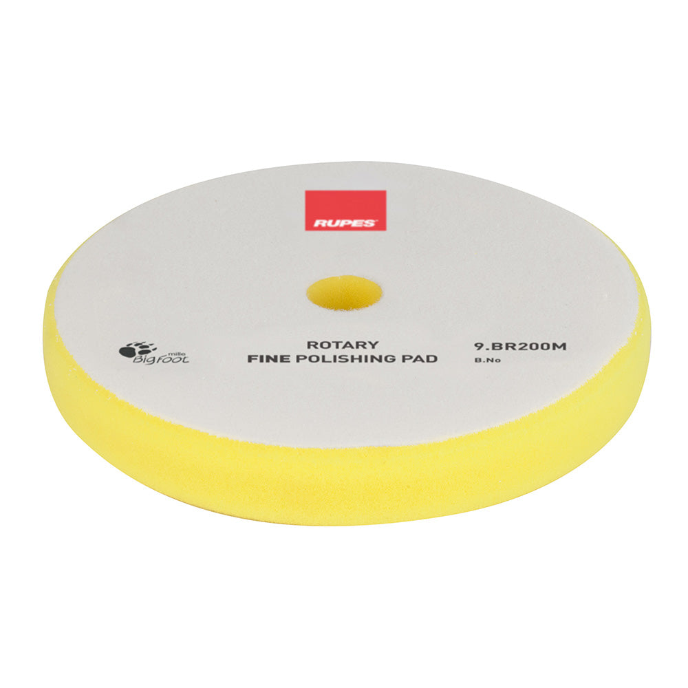 RUPES Rotary Fine Polishing Foam Pad 175/180mm - Yellow for High-Gloss Finish - 9.BR200M