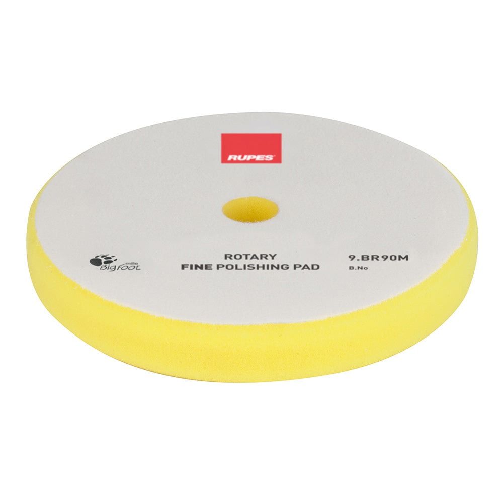 RUPES Rotary Fine Polishing Foam Pad 75/90mm - Yellow for Smooth Surface Finishing - 9.BR90M