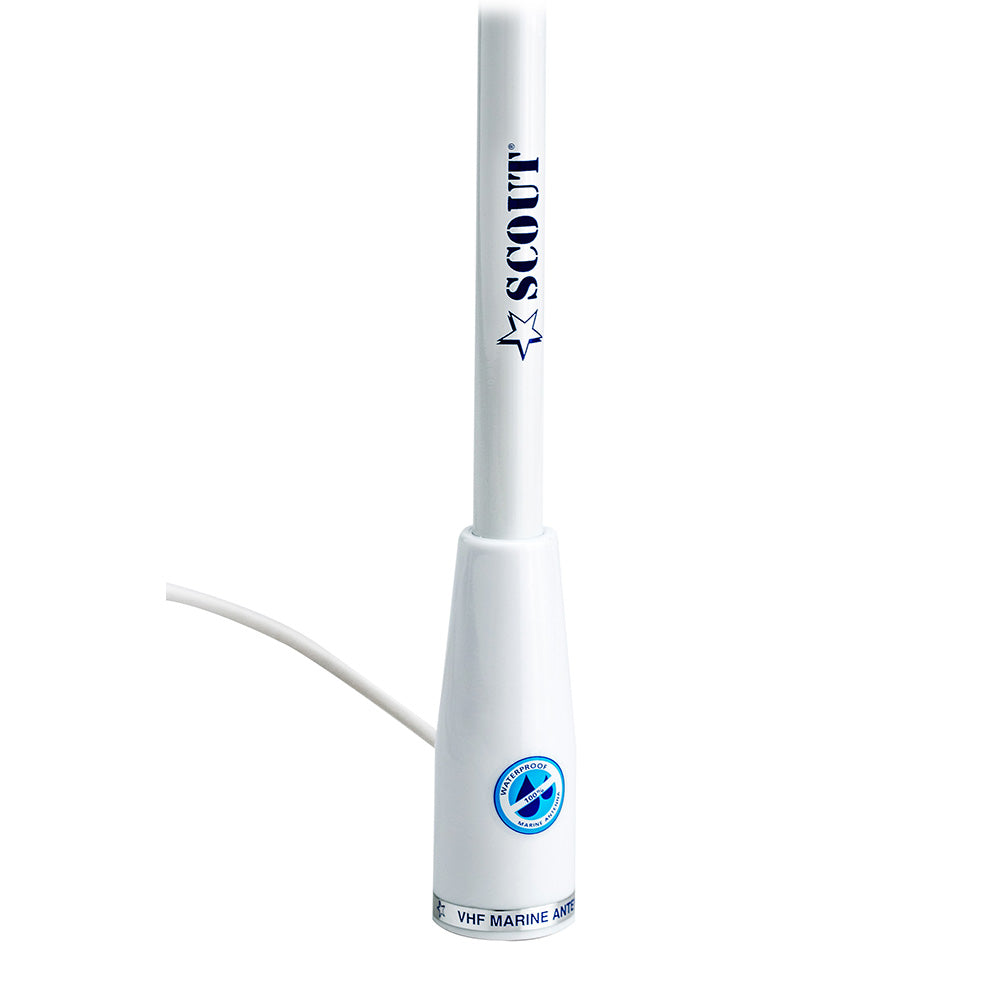 Scout 5' White VHF Antenna with 3dB Gain and 5M RG-58 Coax - Waterproof Marine Communication Antenna - PF AN NVHF00002T