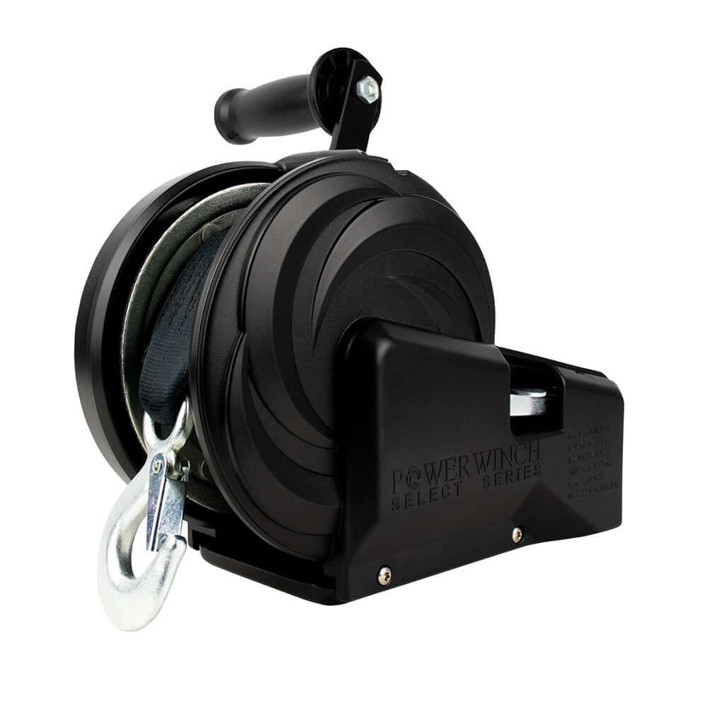 Powerwinch Select Series Winch 2,000lb, 2 Speed, 8" Crank Arm - Carbon Black - 21400-W-2000-8-B-R