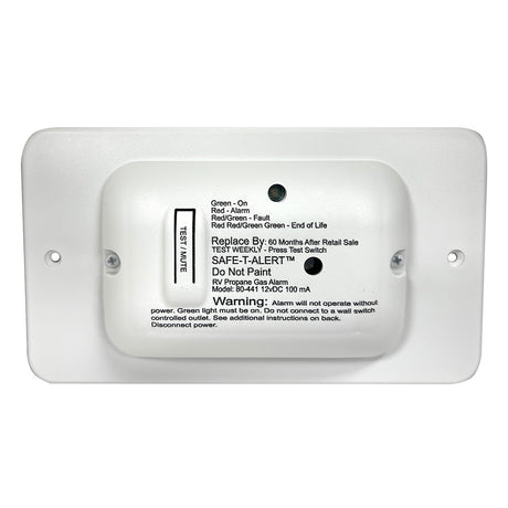 Safe-T-Alert 80 Series White Propane Gas Alarm - 12V for RV, Motorhomes, and Campers - 80-441-WT-TR