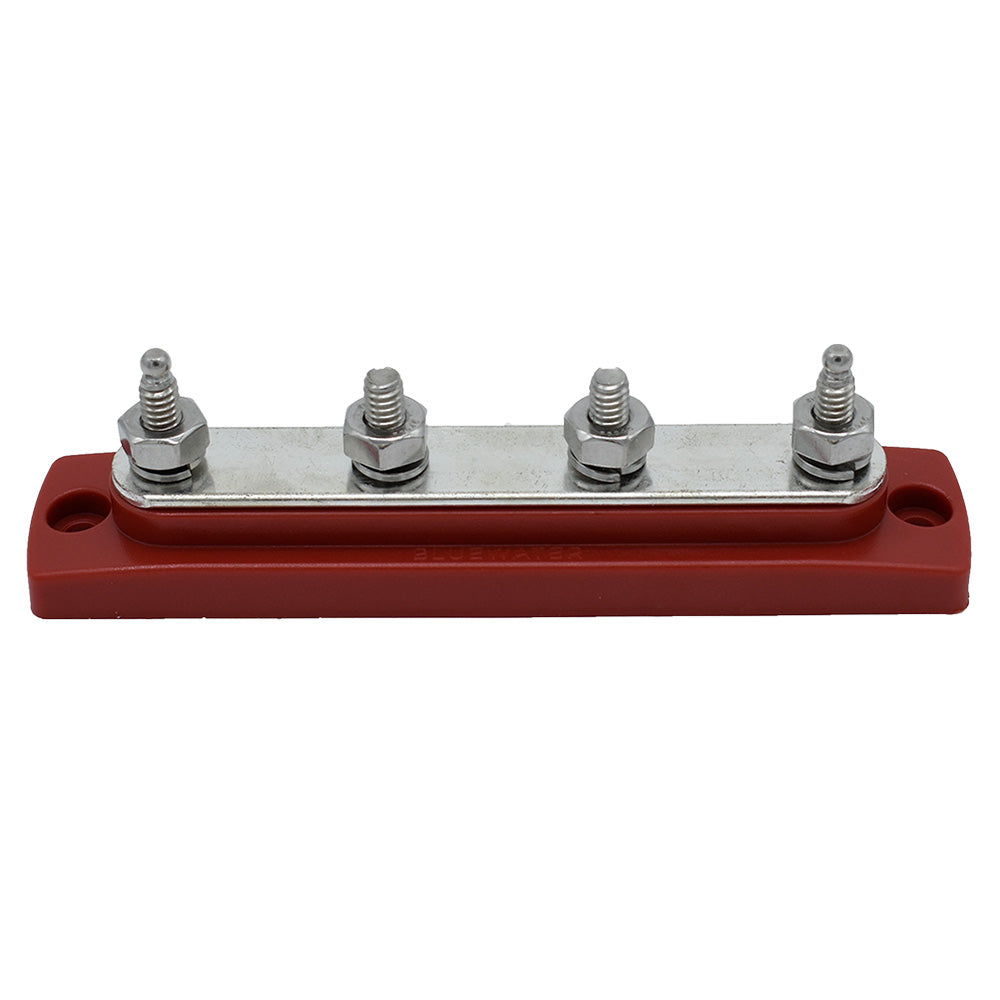 Bluewater Common Stud Busbar 4 Gang - Red for Marine and RV Electrical Systems - 312303-B-025