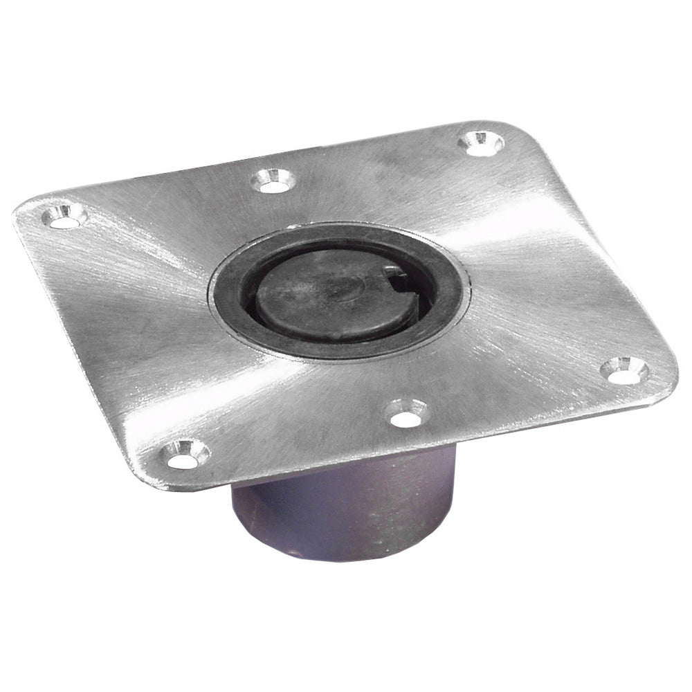 Springfield Marine 1300754-1 2-3/8 inch Plug-In Stainless Steel Square Base - 7x7 inches - 1300754-1