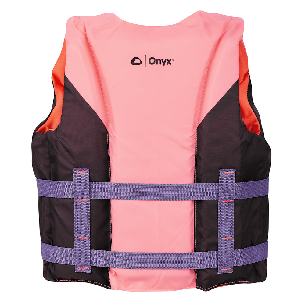 Onyx Outdoor Shoal All Adventure Youth Life Jacket - Pink, Versatile Water Sports Gear for Kids 55-88 lbs - 121000-105-002-26