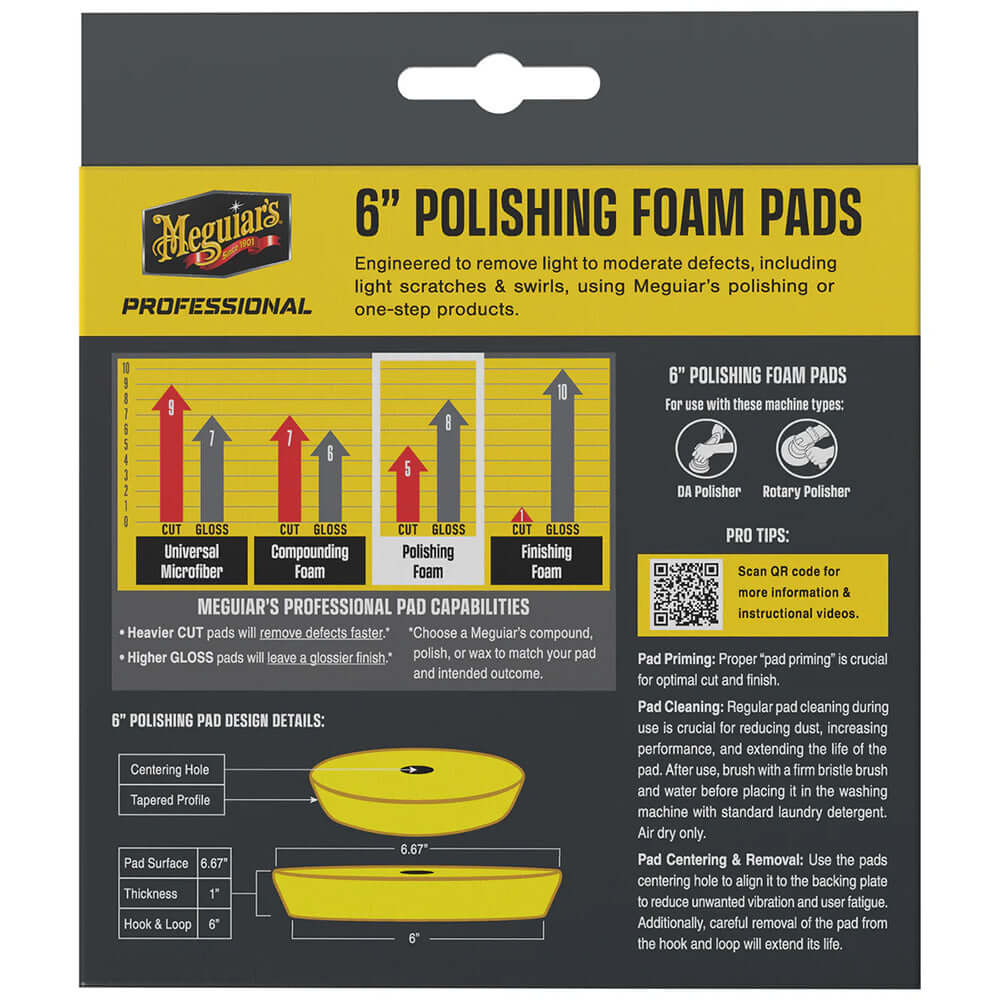 Meguiar's Professional 6" Polishing Foam Pads *2-Pack - M6PFP2