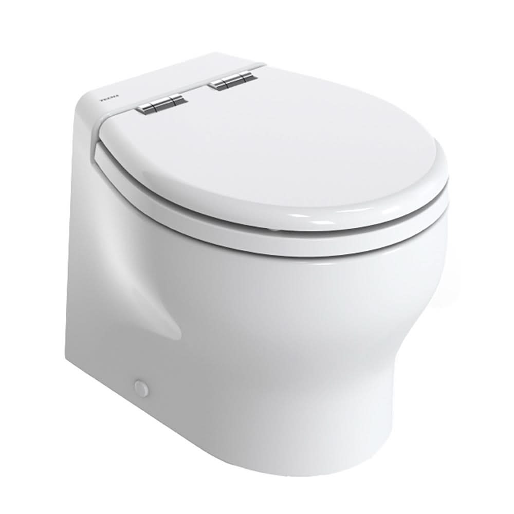 Thetford Silence 2G toilet w/Wood Polyester Soft Close Seat & Standard Solenoid - Short, White, 24V - T-E2G024DW/D00C00