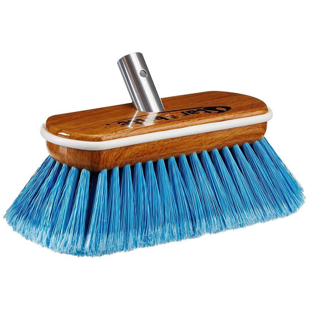 Star brite Premium medium blue bristle 8-inch synthetic wood block brush with bumper edges for scratch-free cleaning