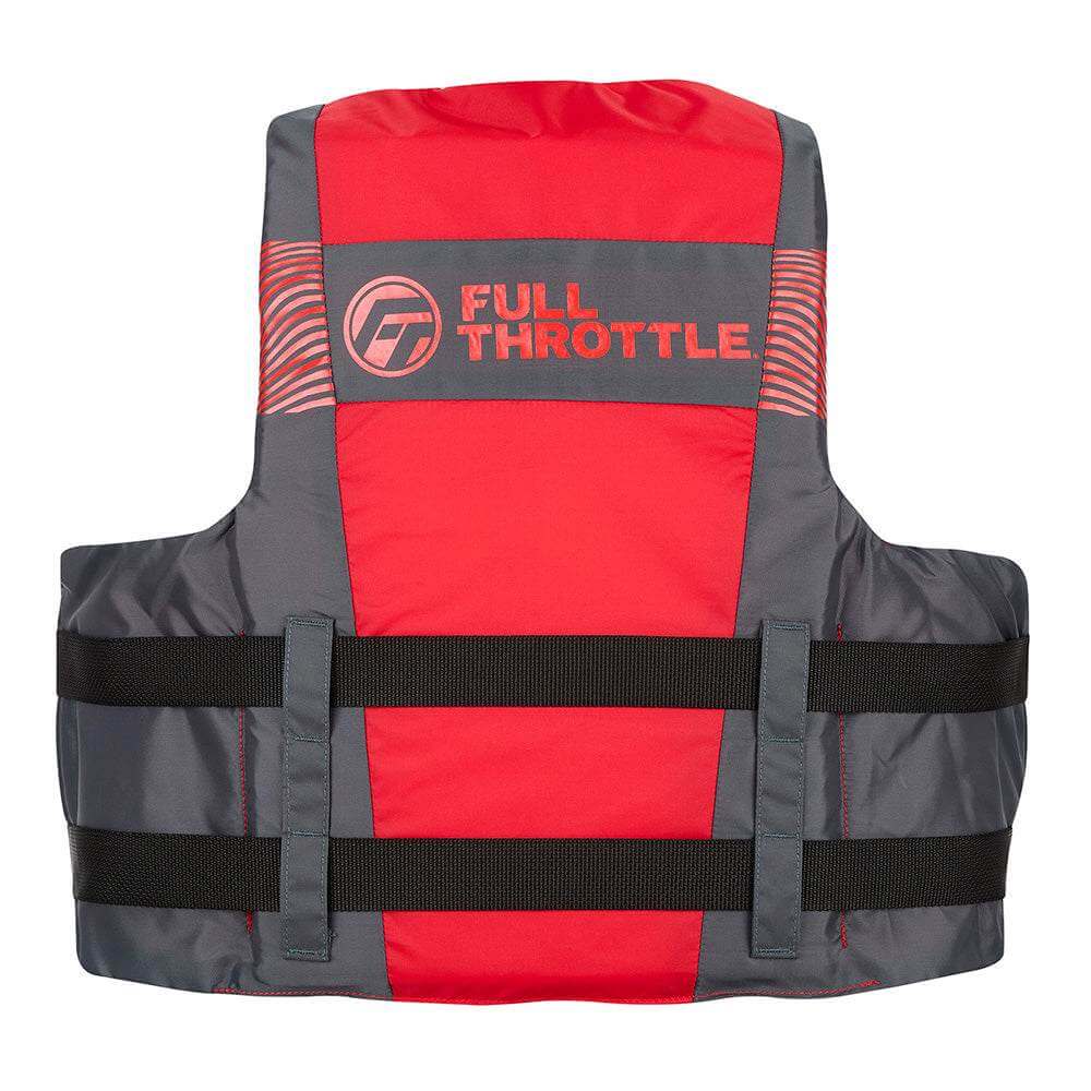 Full Throttle Adult Nylon Life Jacket 4X/7X red and black with adjustable belts and chest strap