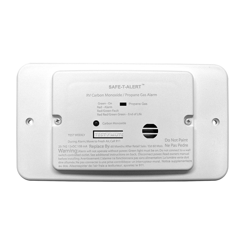 Safe-T-Alert 25 Series Flush Mount Dual Carbon Monoxide/Propane Alarm w/Trim Ring - White - 12V Hard Wire - 25-742-TR-WT