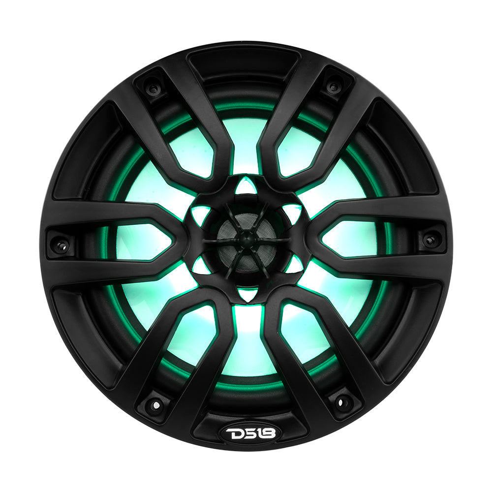 DS18 HYDRO 8" 2-Way Marine Speakers w/RGB LED Lights 375W - Matte Black - NXL-8BK