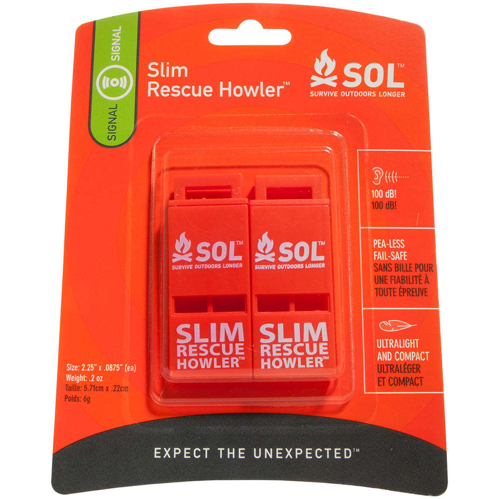 SOL Survive Outdoors Longer Rescue Howler Whistle - 2 Pack
