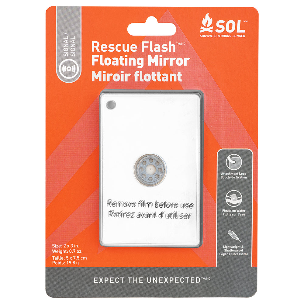 SOL Survive Outdoors Longer Rescue Flash Floating Mirror * Emergency Signaling Tool with Reflective Aimer and Water Floatability