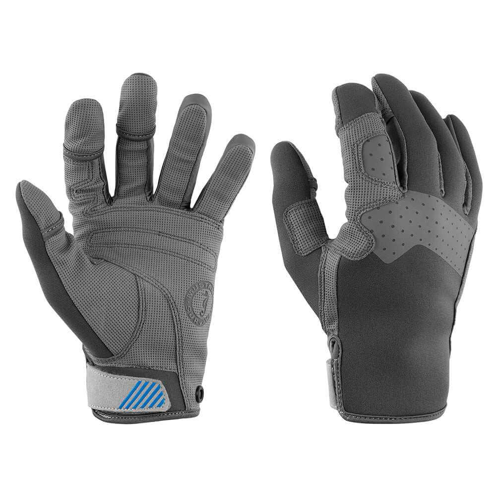 Mustang Traction Closed Finger Gloves grey blue large full-finger neoprene grip wrist closure