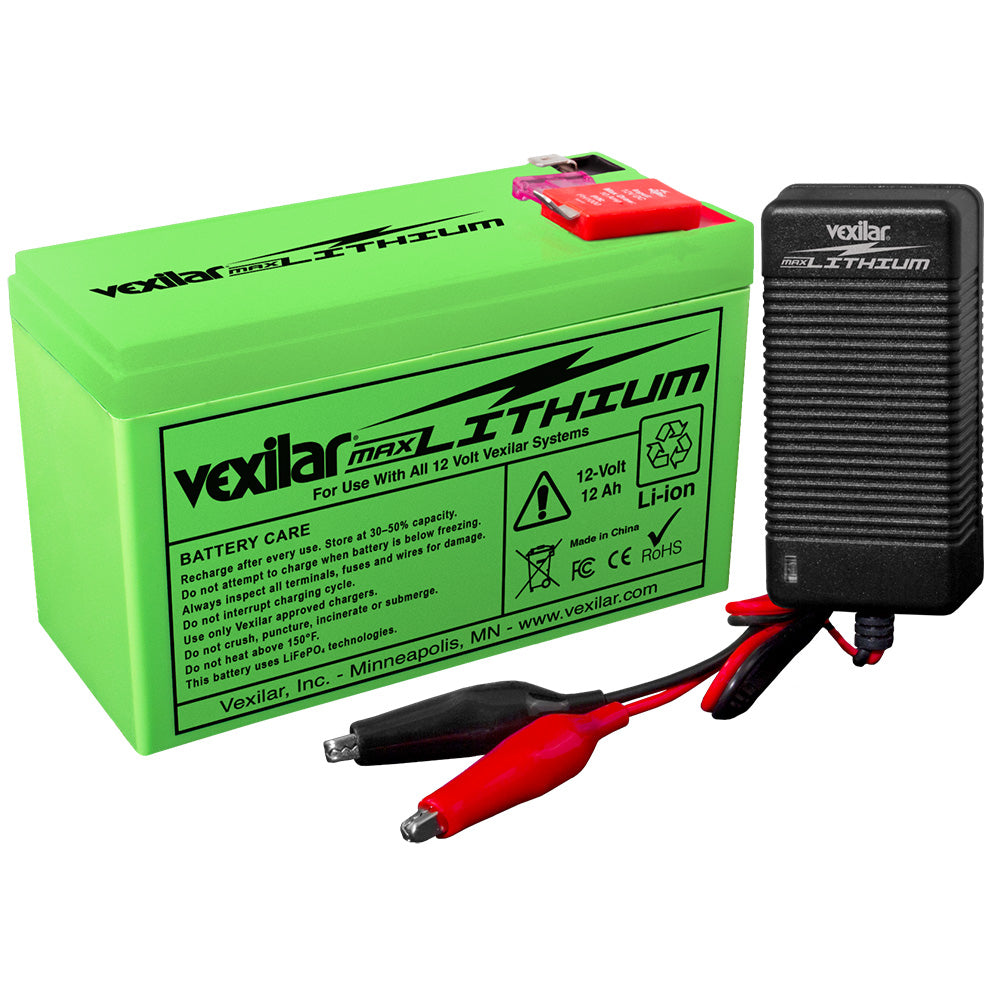 Vexilar 12V - 12 AH MAX Lithium Battery w/V-420L Rapid Charger - V-220L
