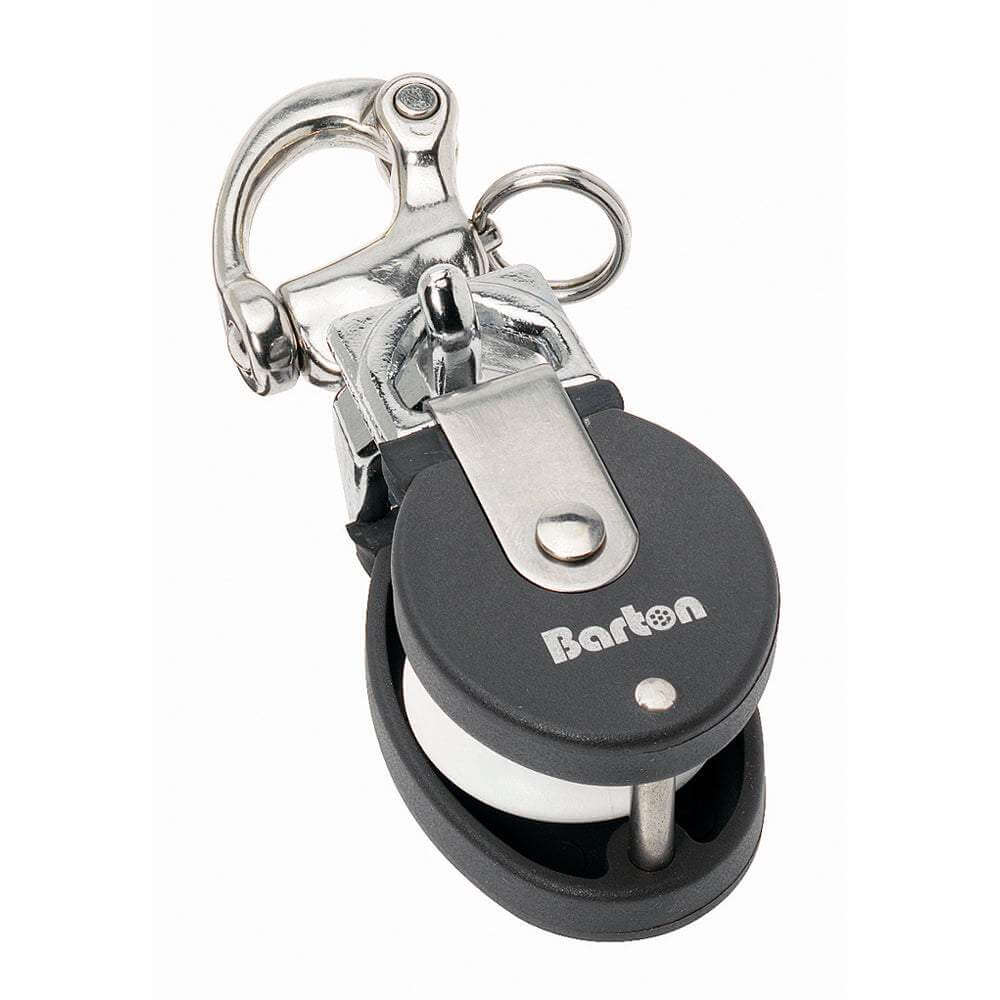Barton Size 2 Snatch Block with 35mm sheave and stainless snap shackle for high-strength yacht sail handling