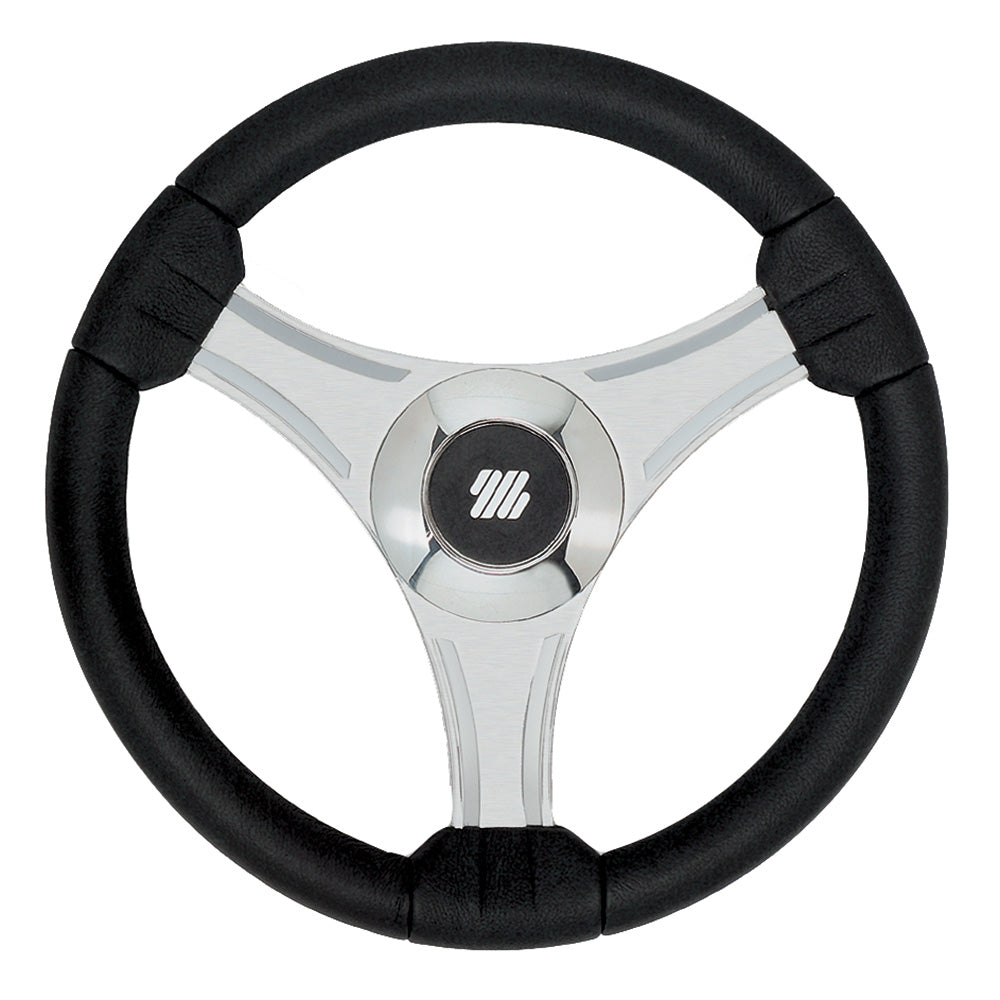 Uflex - Tavolara - 13.8" Black Polyurethane Steering Wheel w/Silver Spokes & X62 Hub - 65277N