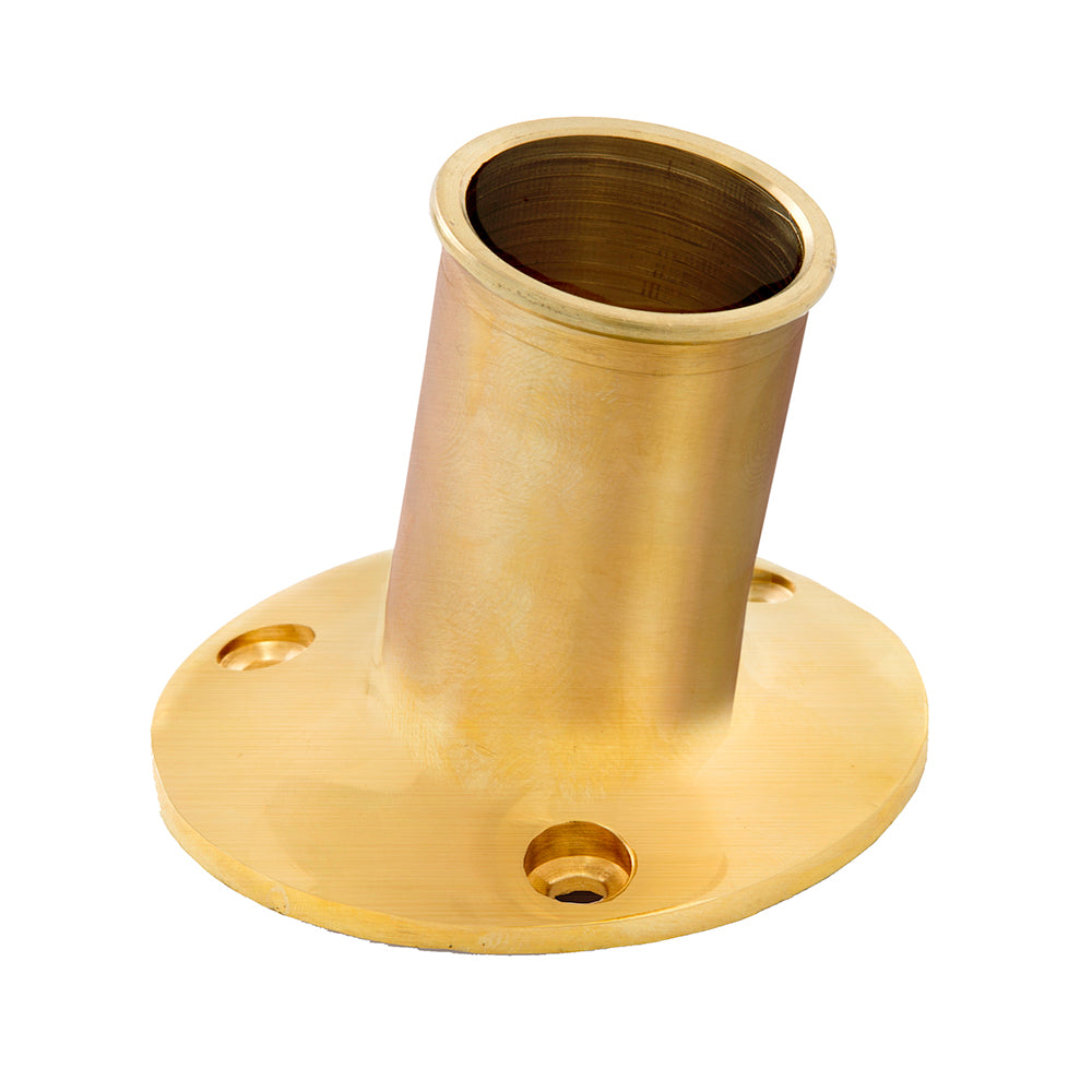 Whitecap Top Mount Flag Pole Socket - 1" ID - Polished Brass - S-5002BC