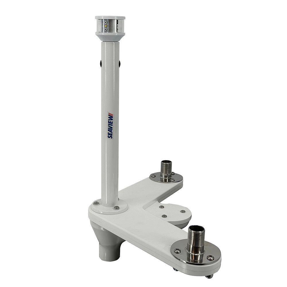 Seaview Triple Mount Adapter w/C5 Certified LED Light 12" Post & Threaded 1"-14 Thread Bases f/GPS Units