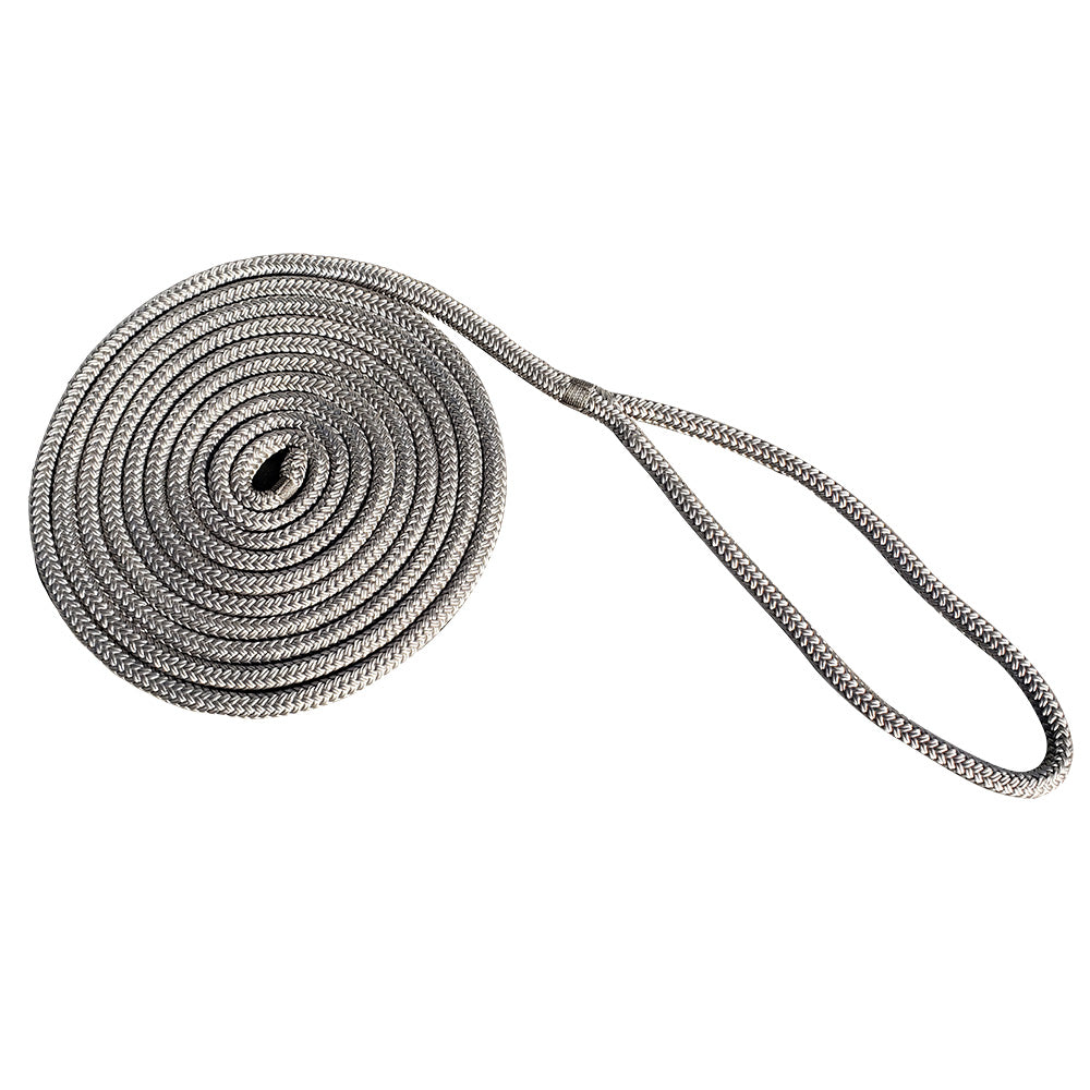 New England Rope 1/2" x 15' Nylon Double Braid Dock Line - Grey - 5058-16-00015