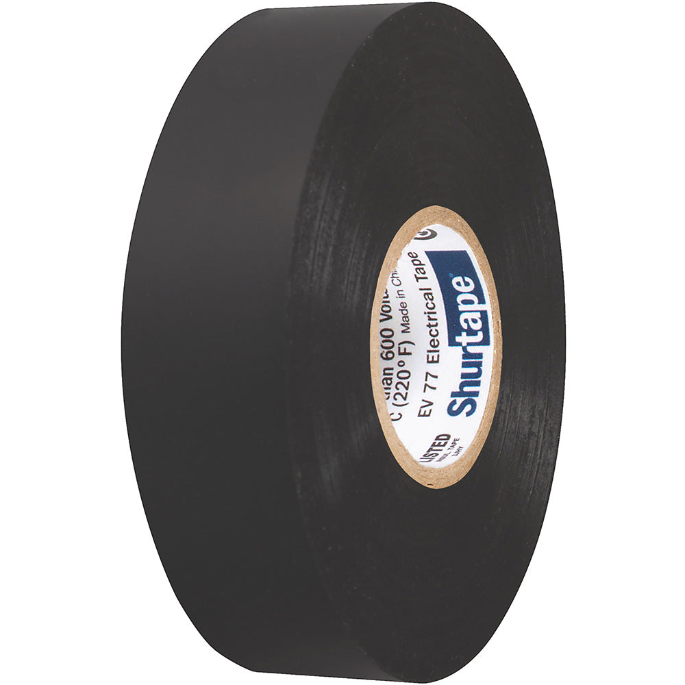 Shurtape EV 077B Professional Grade Black Electrical Tape f/Insulating & Splicing - 3/4" x 66' - 10-Pack - 104706