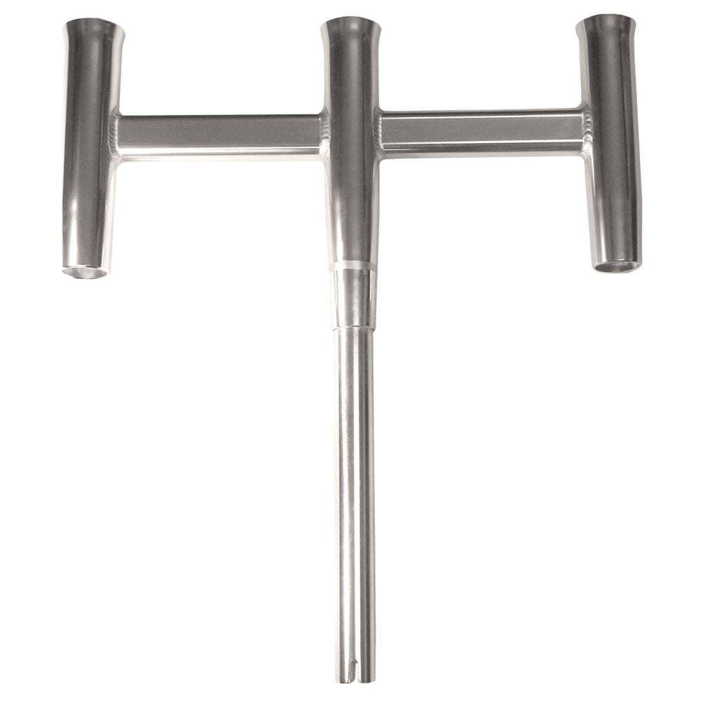 TACO Deluxe Trident Rod Holder cluster made of high-polished aluminum with three straight rod holders for boats and kite fishing