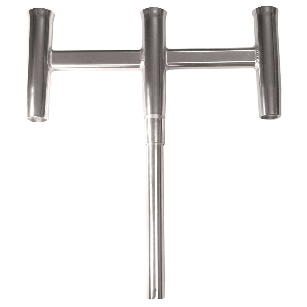TACO Deluxe Trident Rod Holder cluster in polished aluminum with three rod holders for boat fishing