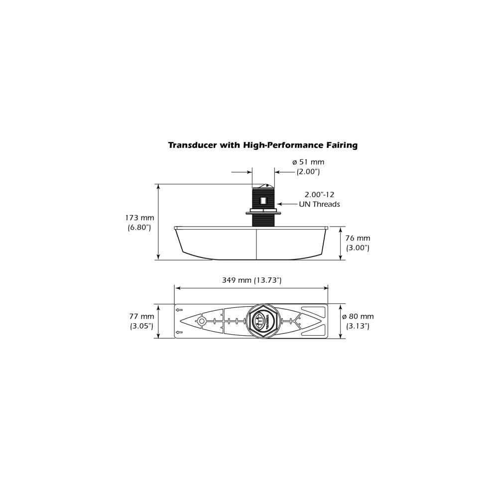 Airmar B785C-M bronze thru-hull CHIRP transducer with fairing block and 600W power