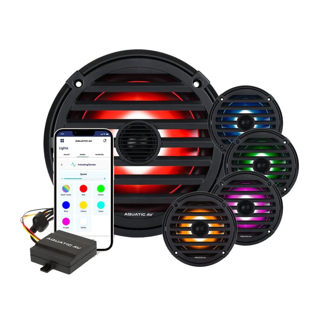 Aquatic AV ELITE 6.5 - inch RGB Marine Speakers - Black Pair - EL424 - Anchor Express