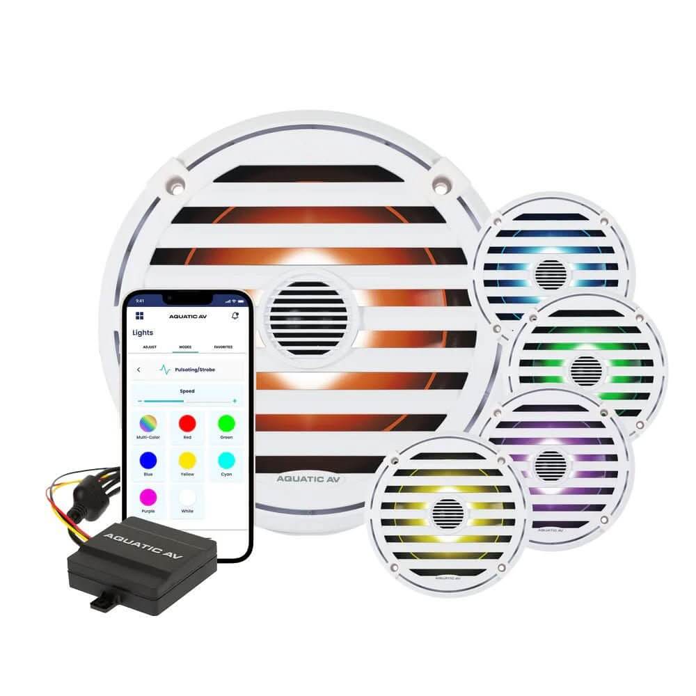 Aquatic AV ELITE 6.5 - inch RGB Marine Speakers - White Pair - EL423 - Anchor Express