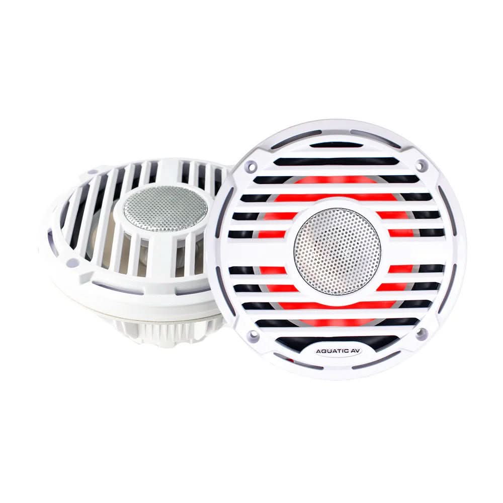 Aquatic AV PRO Classic 6.5 - inch Waterproof RGB Marine Speakers - White - PC410 - Anchor Express