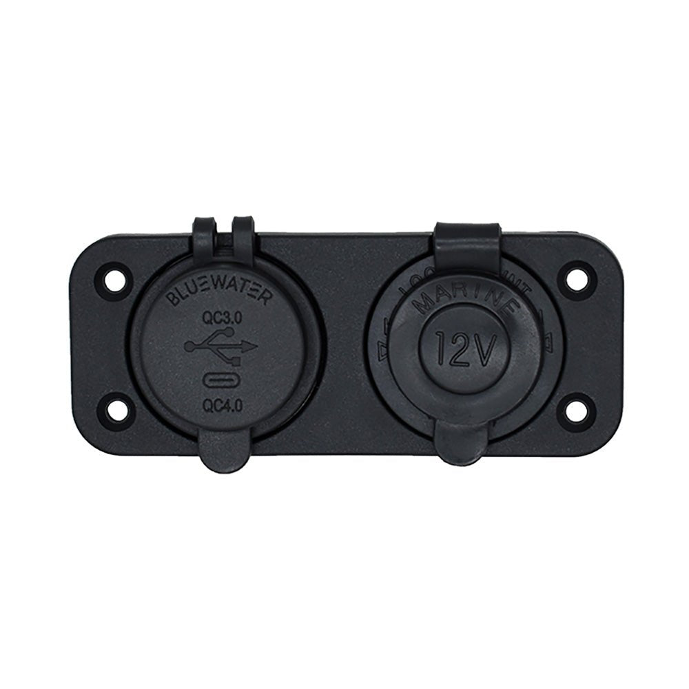 Bluewater Dual USB and USB - C 12V Combo Receptacle with Plate - 3000 - 4011 - Anchor Express