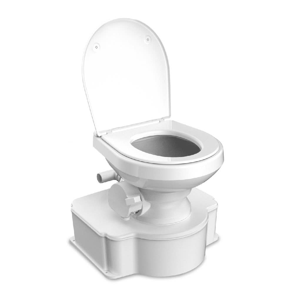 Dometic White M65 Marine gravity toilet with standard seat and foot pedal for boats